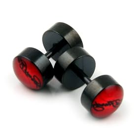 Ed Hardy Black Anodized Steel Fake Plugs 7mm x 1.2mm - Signature - Sold Per Pair