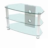Glass TV Stand - Silver Legs and Clear Glass