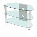 Glass TV Stand - Silver Legs and Clear Glass