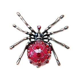 Vintage Reproduce Red Enamel Finish Spider Pin Brooch
