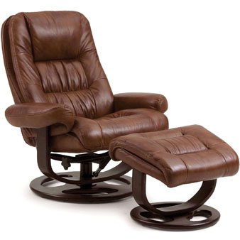 Lane Andre Leather Recliner and Ottoman in Tri-Tone Whiskey