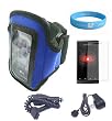Blue Armband for Microsoft Zune HD with Armband Armlength of 14.6 Inch + Screen Protector + Zune HD Car Charger + Wall Charger + Wristband