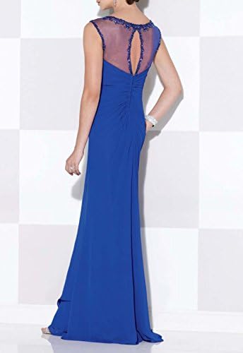 Sherrydress Women's Full length Illusion Neckline Beaded Ruched Dress Rosy