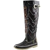 Fahrenheit Womens Canper-05 Cowboy Flat Knee High Boots