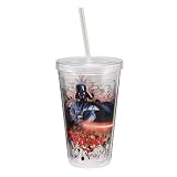 Vandor Star Wars Darth Vader 18-Ounce Acrylic Travel Cup with Lid and Straw, Multicolored
