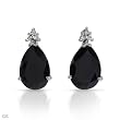 Earrings With 4.30ctw Precious Stones - Genuine Diamonds and Sapphires in White Gold Length 4mm