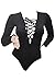Pink Queen Women's?Lace Up?Bandage?One Piece Tight Bodysuit Jumpsuit Size M Black