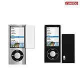 Apple iPod Nano 5th Generation Combo Solid Black Silicon Skin Case Faceplate Cover + LCD screen Protector for Apple iPod Nano 5th Generation + Free LiveMyLife Wristband