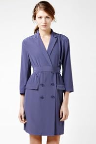 3/4 Sleeve Crepe Double Breast Trench Dress