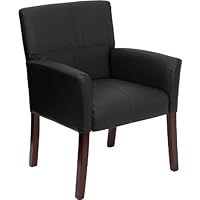 Guest Chair / Visitors Chair - Contemporary Black Leather Side Chair - BT-353-BK-LEA-GG
