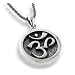 OM Aum Hindu or Yoga Symbol Antiqued Sterling Silver Medallion Pendant 18" Necklace