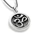 Jewelry : OM Aum Hindu or Yoga Symbol Antiqued Sterling Silver Medallion Pendant 18" Necklace
