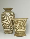 Flower Motif Relief Ceramic Planter