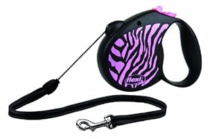 flexi Safari Retractable Cord Leash, Small, Support up 26lbs (Pink Zebra)