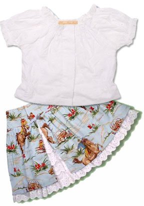 Boutique Eyelet and Western Print Skirt Set 12-18M