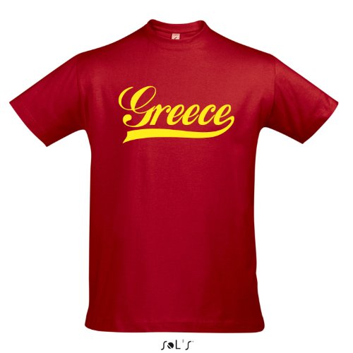 T-Shirt Griechenland Oldschool Greece LÄNDERSHIRT EM / WM FAN Trikot S-XXL , Red – gelb , M
