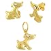 Jewelry : Cz & 18 Karat Gold Plated Dog Earrings & Pendant Set