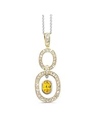 Trio Oval Diamond Pendant In 18K Yellow Gold With A 1.00 ct. Genuine Yellow Sapphire Center Stone.