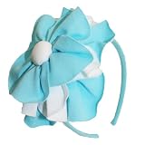 Girls XL Tiffany Blue Knit Flower Headband. Bijeaux Hair Accessories.