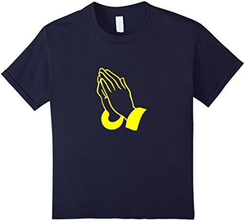Kids PRAYING HANDS GOD JESUS Print T-Shirt 6 Navy
