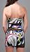 STILES Printed Mesh Inset Strapless Dress Pink image 1