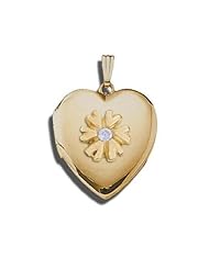 14K Yellow Gold Cremation and Hair Locket w/ Diamond Center 1 inch x 1 inch in Solid 14K Yellow Gold