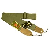 Fender Patchwork Cotton Gitarrengurt green with red star