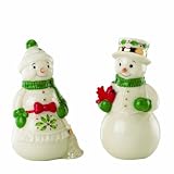 Lenox Holiday Snowman & Snow Woman Salt & Pepper Set