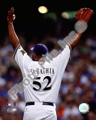 C.C. Sabathia Brewers Arms Raised 8x10 Photo