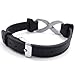 KONOV Mens Womens Leather Stainless Steel Bracelet, Love Infinity Charm Bangle, Black Silver
