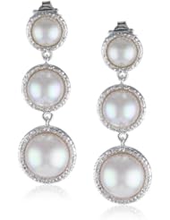 Majorica 8-12mm White Round Mabe Pearl Drop Earrings