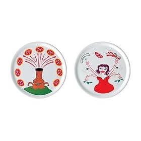 A di Alessi Set 2 piatti per piazza in porcellana bianca con decorazioni