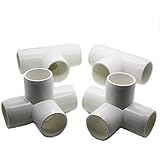4 Way Tee PVC Fitting - Build Heavy Duty PVC Furniture - Grade SCH 40 PVC 1" Elbow Fittings - For One Inch Size Pipe - White [4 Pack]