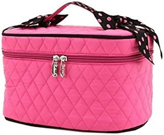 Bellaza Quilted Solid Cosmetic Case (Fuchsia/Black)