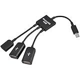 Hittime 3 in 1 USB OTG Cable Adapter, Micro USB Hub USB OTG Extension Adapter for Smartphone and Tablet