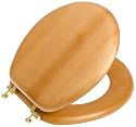 Mayfair 9601BR 418 Natural Wood Series Natural Reflections Toilet Seat with Brass Hinges, Round, Maple