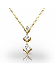 14KT Yellow Gold Classic Graduated Diamond Pendant with Three Princess Cut Diamonds. 7/8 CTW