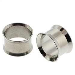 Stainless Steel Double Flare Plug with Lip - 00G - Sold as a Pair