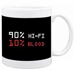 90% Hi-fi 10% Blood Getr�nke Tasse (Schwarz, Keramik, 325 ml)