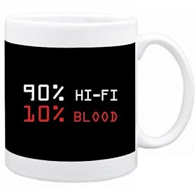 90% Hi-fi 10% Blood Boissons Tasse (Noir, C�ramique, 325 ml)