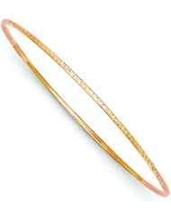 Genuine Rose-gold 1.5mm Rose Gold Diamond-Cut Slip-On Bangle Bracelet 1 Gram Of Gold 100% Satisfaction Guaranteed.