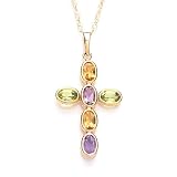 9ct Peridot Citrine Amethyst Cross