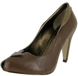 DIESEL Jeans Glammy Womens Leather Metallic Classic Dress Peep Toe Pumps High Heels Shoes Brown