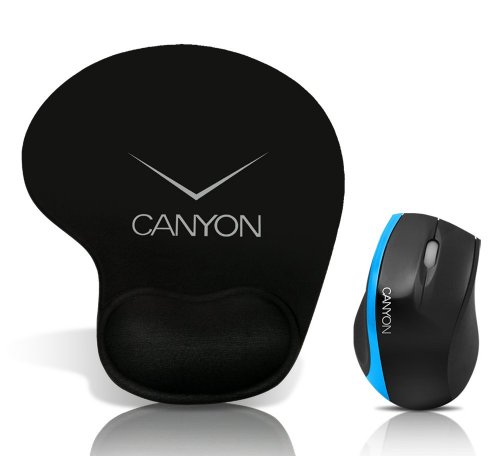Canyon CNR-MSPACK4BL-1 Mauspaket (schnurgebunde optische Maus und Mauspad mit Hanballenauflage) schwarz / blau