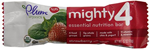 Plum Organics Mighty 4 Essential Nutrition Bar Strawberry with Spinach -- 6 Bars