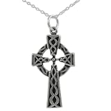 Sterling Silver Celtic Cross Pendant with 18 inch Cable Chain