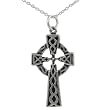 Sterling Silver Celtic Cross Pendant with 18 inch Cable Chain