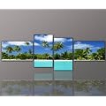 Statt 89,00 Euro jetzt nur noch 49,00 Euro !!! (Beach_4teilig-60x165cm) Wandbild 4 teilig g�nstig & modern Deko Bilder fertig gerahmt mit Keilrahmen gro�. Ausf�hrung sch�ner Kunstdruck auf echter Leinwand als Wandbild mit Rahmen. Preiswerter als �lbild Gem�lde Foto Poster Plakat mit Bilderrahmen. Bild Typ Strand Sonne Meer Wasser Palmen Urlaub Relax Paradies. Made in Germany - Qualit�t aus Deutschland (murale canvas picture art print l�mina image)