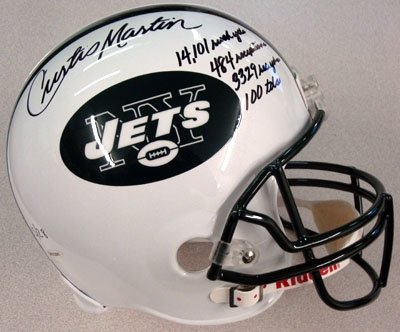 Curtis Martin Autographed/Hand Signed NY Jets Full Size Helmet 14,101 Rush Yds, 484 Receptions, 100