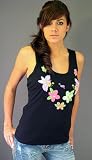 One Girl Who Black Embroidered Floral Tank Top
